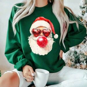 Green Santa Graphic Women's Sweater